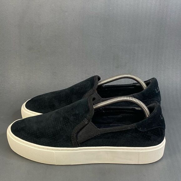 UGG Women's  Abies Perforated Black Suede Slip On Platform Sneaker Shoe 8.5 - Picture 3 of 8